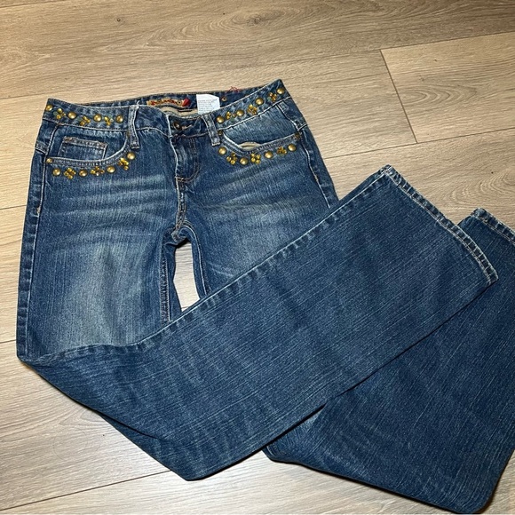 Mudd Y2K Jeans Flared Bedazzled Youth Junior Women’s Size 3 - Picture 1 of 10